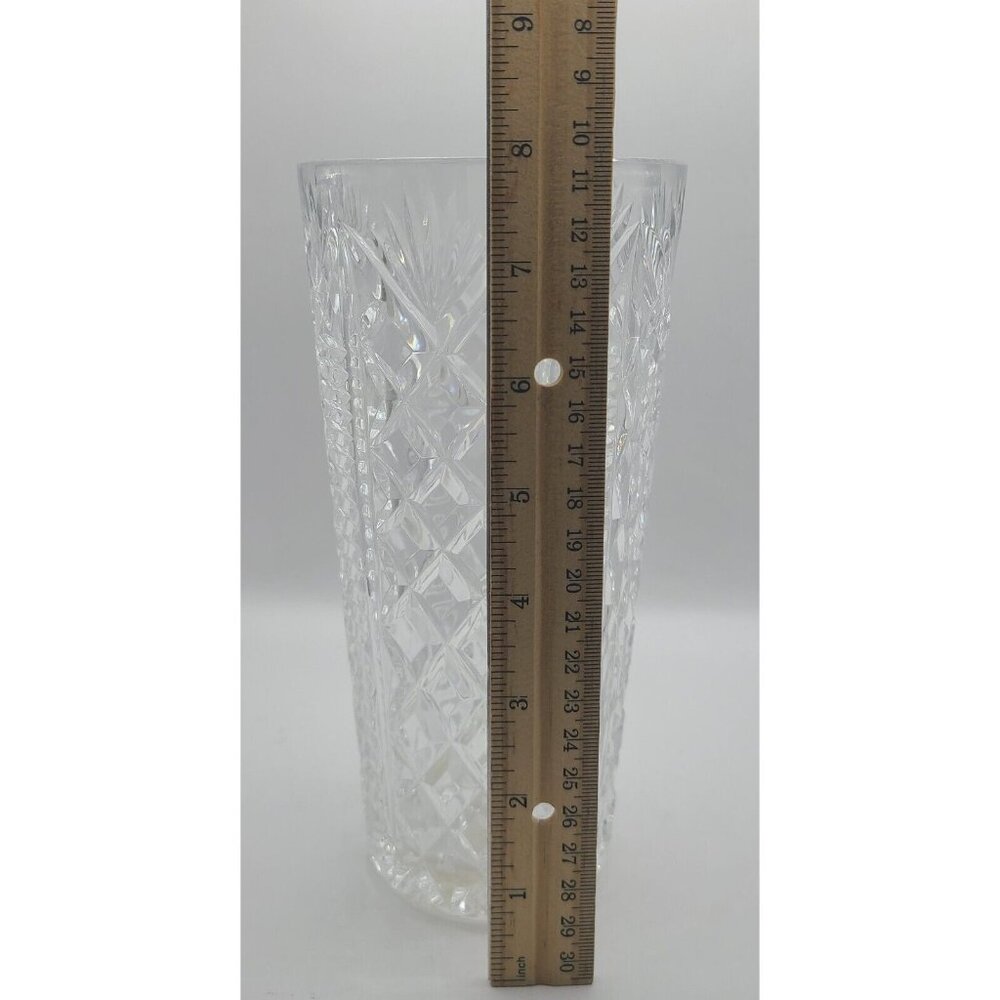 WATERFORD Crystal Clear Cut Clare Pineapple & Diamond SKYSHELL Vase 8" Tall - Picture 5 of 7